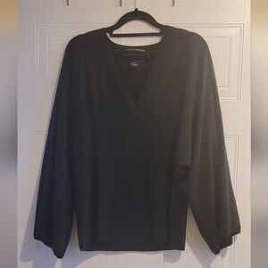 Jones New York 100% Cashmere Black V-Neck Sweater M